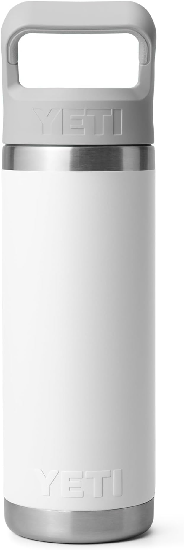 YETI Rambler 18 oz Bottle, Vacuum Insulated, Stainless Steel with Color Matching Straw Cap, White