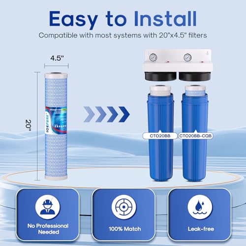 4.5"x 20" Whole House Water Filter High Capacity Combo Set (2 Count)