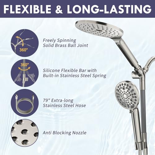 Brushed Nickel Filtered Dual Shower Head with Handheld Spray Combo