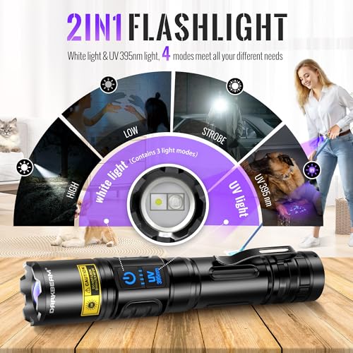Flashlight UV 395nm Black Light Woods Lamp with Blacklight Combo (2 Count)