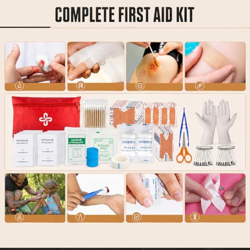Survival Kit 250Pcs Survival Gear First Aid Kit with Molle System Compatible Bag and Emergency Tent