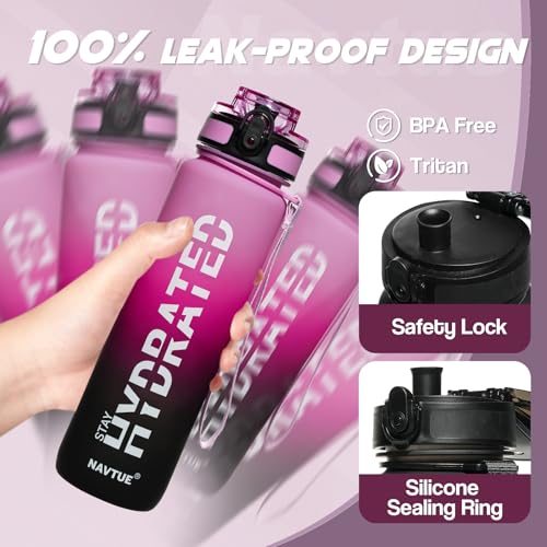 Water Bottle 32 oz Motivational Time Marker Tritan Bottle