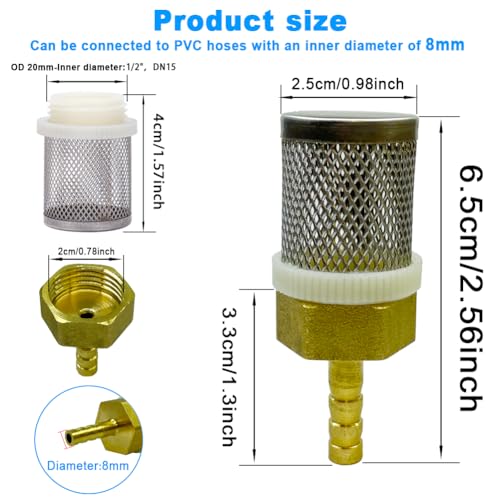 Stainless steel filter copper tube joint 8mm diameter hose connection