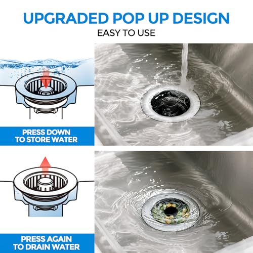 3 in 1 Kitchen Sink Drain Strainer Stopper Removable Basket Pop