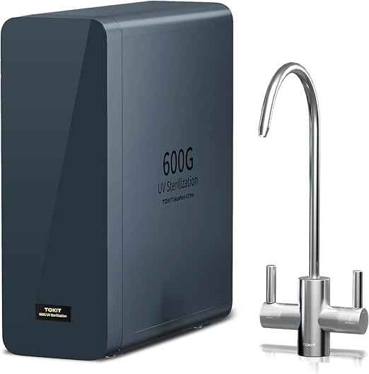 TOKIT U2 Pro UV Under Sink Reverse Osmosis Water Filter System Rich in Minerals 600 GPD High Flow 2:1 Pure to Drain Tankless RO Under Sink Water Filtration System FCC/SGS, NSF/ANSI 58&42 for Home