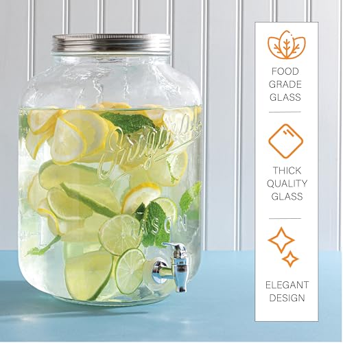 2 GALLON 2 PACK Glass Drink Dispensers for Parties