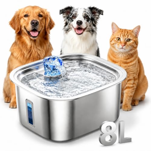 2.1 Gallon Stainless Steel Dog Water Fountain for Large Dogs (386 Fl Oz)