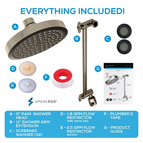 6" Round Rain Shower Head with 11" Shower Arm