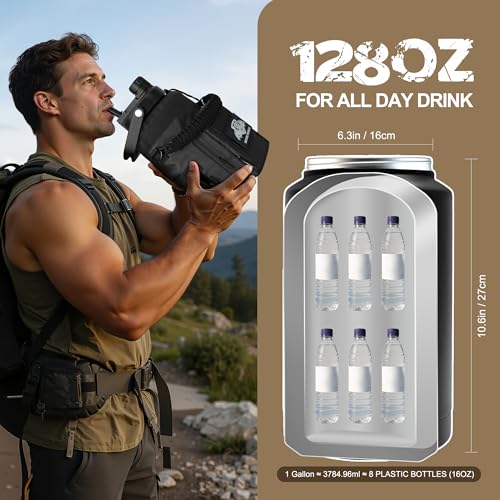128oz 1 Gallon Tactical Water Bottle with MOLLE Bottle Pouch