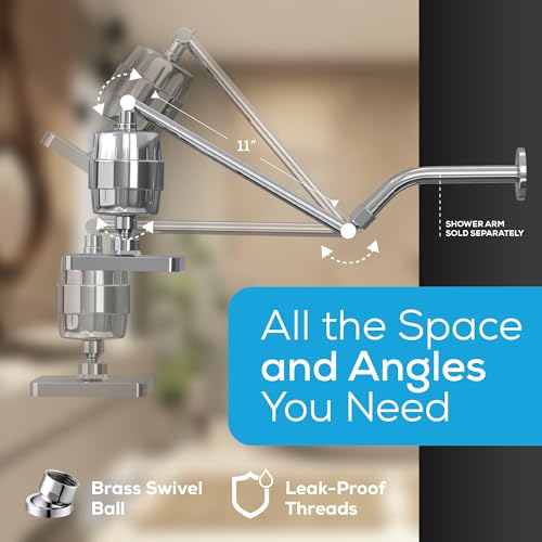 6" High Pressure Rain Shower Head with 23 Stage Filter Capsule & 11 Inch Adjustable Shower Arm Extension