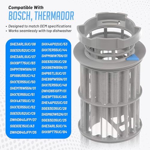 New Upgraded 00645038 645038 Micro Filter Dishwasher Drain Filter Compatible with Bosch Thermador Kenmore Dishwasher filter