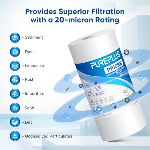 20 Micron 10" x 4.5" Whole House Sediment Home Water Filter Replacement Cartridge for Culligan RFC (2 Count)