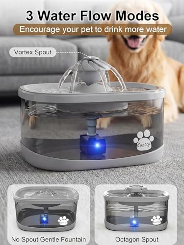 9.5L 2.5Gal Dog Water Fountain for Large Dogs with 3 Flow Modes