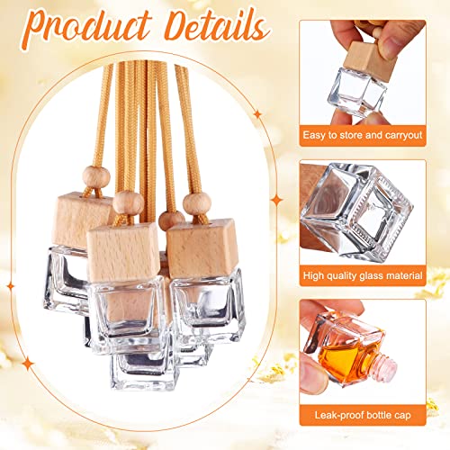 60 Pcs Hanging Car Air Freshener Car Diffuser Bottle Empty Glass Perfume Bottles Air Freshener Diffuser Bottle Pendant for Essential Oils Fragrance Aromatherapy Ornament Decor (60 Count)