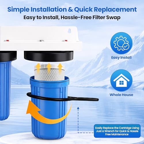 2 Stage Whole House Water Filter System 20x4.5 Included Carbon & Sediment