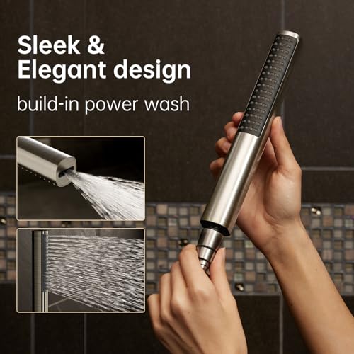 10" Luxurious Brushed Nickel All Metal Rain Shower Head with Handheld Spray Combo