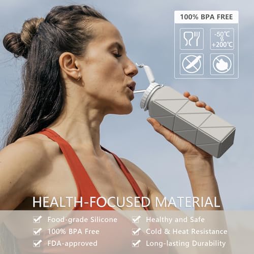 Collapsible Water Bottles with Straw 21 oz (2 Count)