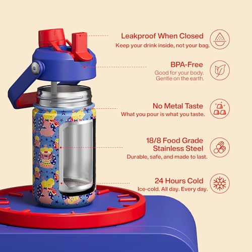 Kids Insualated Water Bottle with Straw