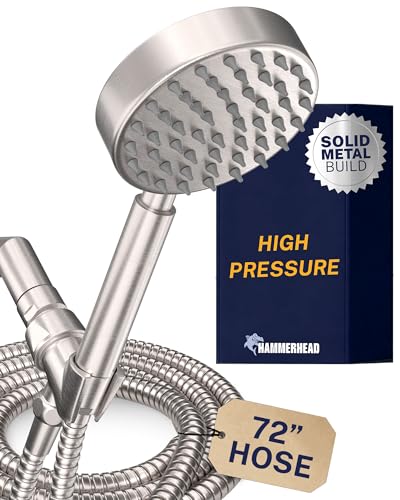 Solid Metal Handheld Shower Head with Hose and Brass Holder