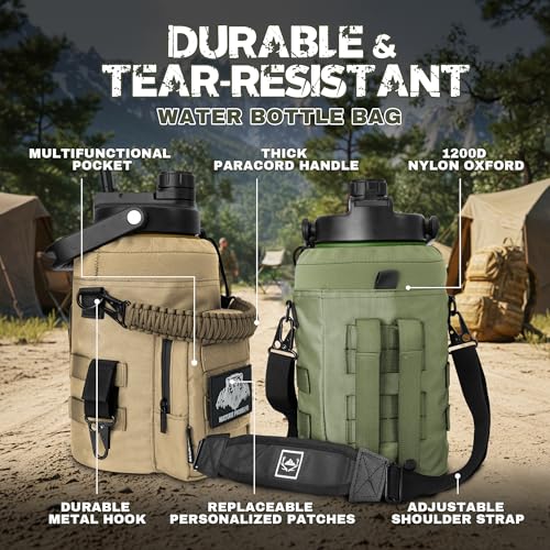 128oz 1 Gallon Tactical Water Bottle with MOLLE Bottle Pouch