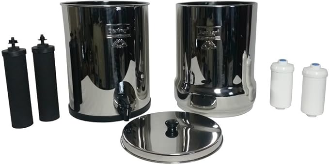 Royal Berkey Gravity-Fed Water Filter System 3.25 Gallon with 2 Black Berkey Elements, 2 PF-2 Fluoride and Arsenic Reduction Elements