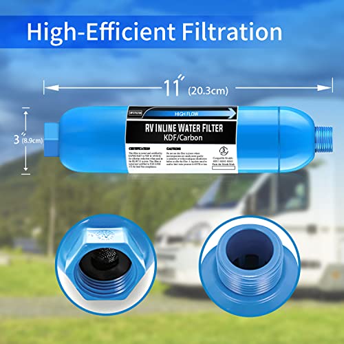 4 Pack RV Water Filter with 2 Flexible Hose Protector (4 Count)