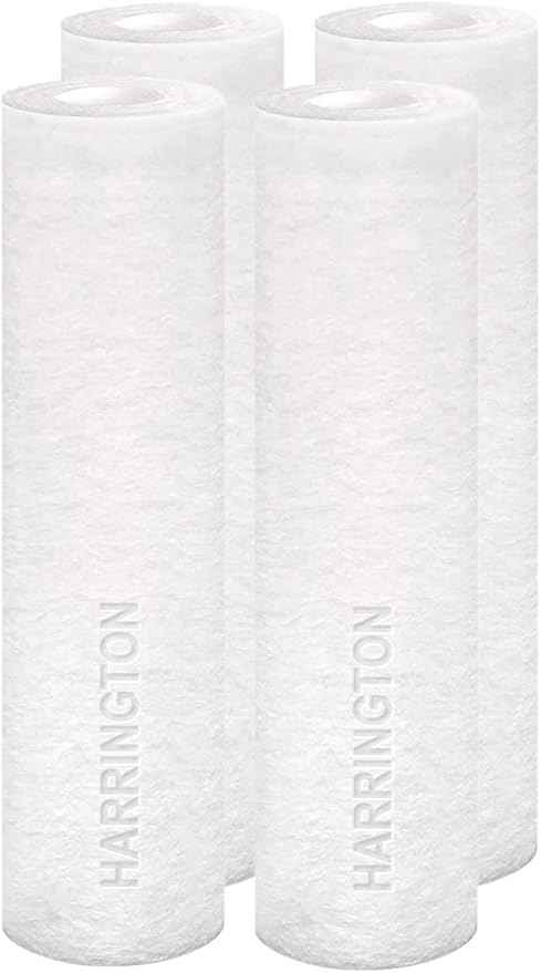 Harrington HVV5-10N 5 Micron 10" x 2.5" Premium Sediment Water Filter Replacement Cartridge - Made in USA - for Any Standard RO Unit | Whole House Sediment Filtration (Pack of 4)