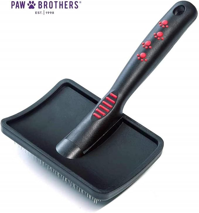 Paw Brothers Soft Pin Curved Slicker Brush for Dogs, Coated Tips, Maximum Coverage, Gentle on Skin, Size 3" x 5.5", Small - AquaVibe