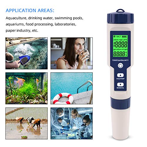 PH Meter for Water 5 in 1 PH Temp TDS and EC Meter