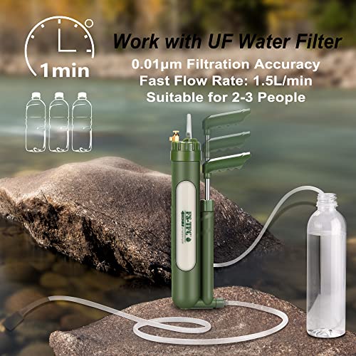 Portable Water Filter Survival Gear High Precision and Large Flow Optional 2 in 1 Water Purification for Hiking