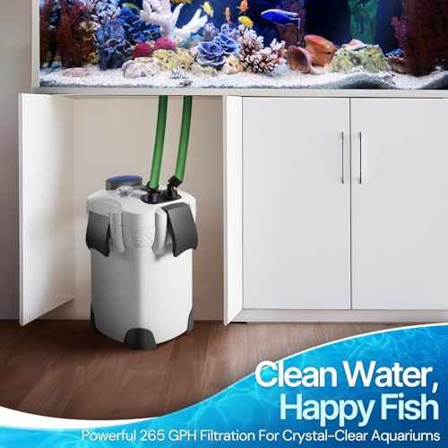 Aquarium Canister Filter with 265GPH Flow Rate