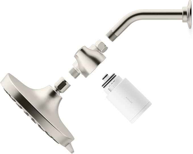 KOHLER R24670-G-CP Aquifer Filtered Showerhead with Water Filter System, Multifunction Shower Head with Filters Combo Kit for Skin and Hair, Polished Chrome