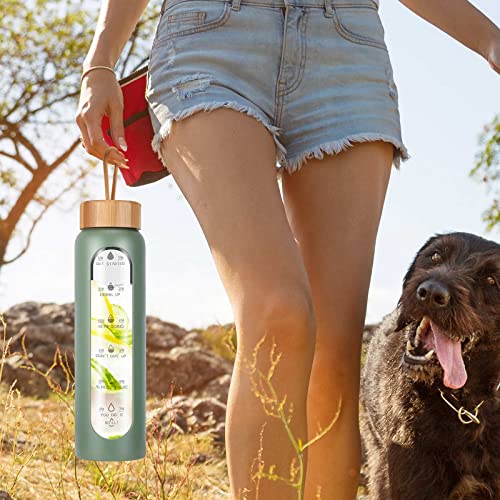 Glass Water Bottles 32 Oz with Silicone Sleeve