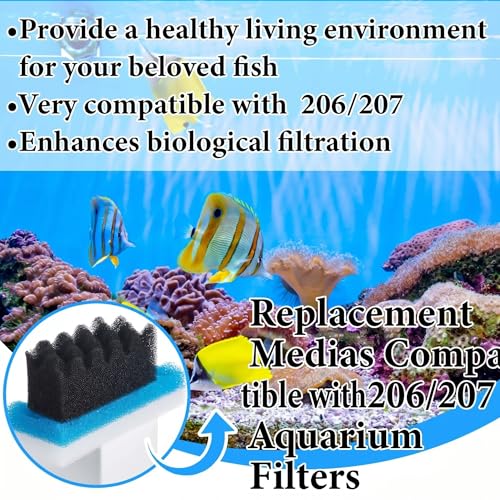 18 Pcs Aquarium Filters Bio Sponge Sets Compatible with Fluval 206 (15 Count)