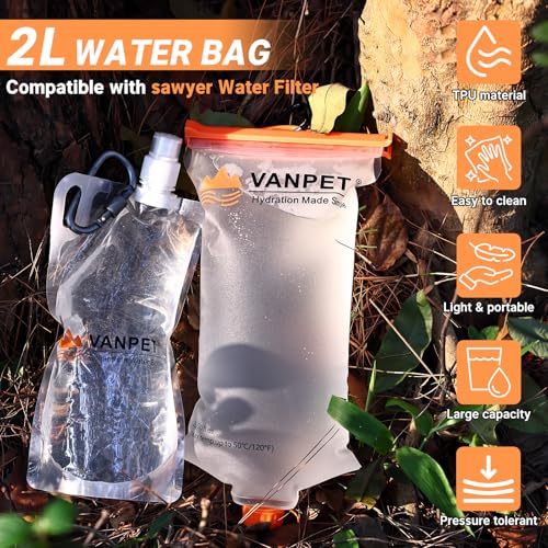 2L&1L Water Bag Compatible with Sawyer Squeeze Water Filter (2 Count)