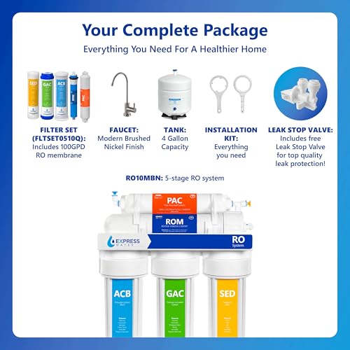 RO10MBN, 5-Stage Reverse Osmosis Water Filter System, 100 GPD