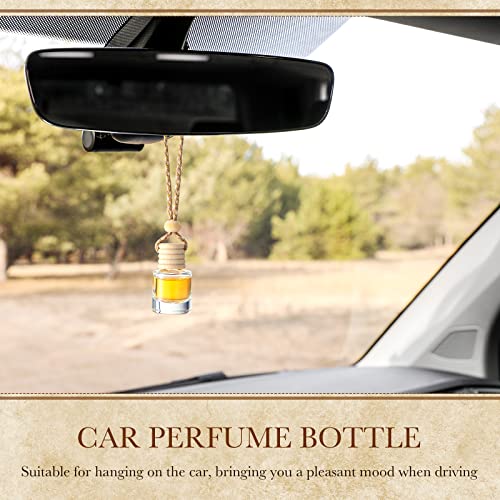 50 Pcs Hanging Car Freshener Car Diffuser Bottles with Wooden Caps Empty Glass Perfume Bottle Freshener Diffuser Bottle Pendant for Essential Oil Fragrance Aromatherapy Ornament (50 Count)