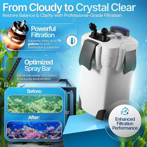 Aquarium Canister Filter with 265GPH Flow Rate