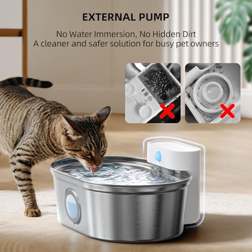 Wireless Cat Water Fountain Stainless Steel Pro