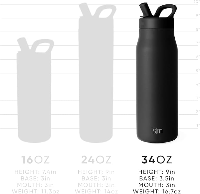 Simple Modern Water Bottle with Straw lid | Insulated Stainless Steel Thermos | Reusable Travel Water Bottles for Gym & Sports | Leak Proof & BPA Free | 34oz, Raspberry Vibes
