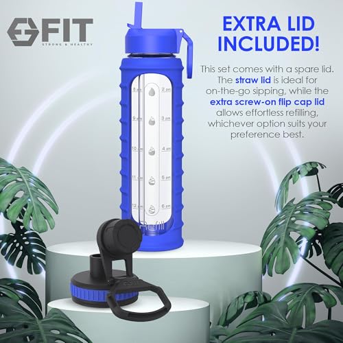 32 oz Glass Water Bottle with Time Marker