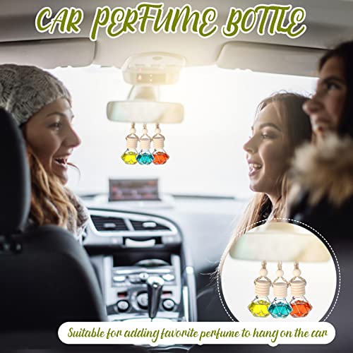 60 Pcs Hanging Car Air Freshener Car Diffuser Bottle Empty Glass Perfume Bottles Air Freshener Diffuser Bottle Pendant for Essential Oils Fragrance Aromatherapy Ornament Decor (60 Count)
