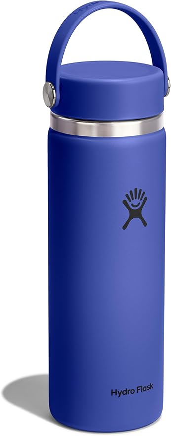 Hydro Flask Water Bottle - Insulated Stainless Steel - Wide Mouth Flex Lid, Non Spill, Leakproof and Refillable in 20 Oz Capri Blue