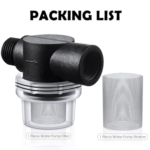 2 Pcs Water Pump Strainer Filter Set Include Twist on Pipe Filter and Extra 50 Mesh Stainless Steel Screen (2 Count)