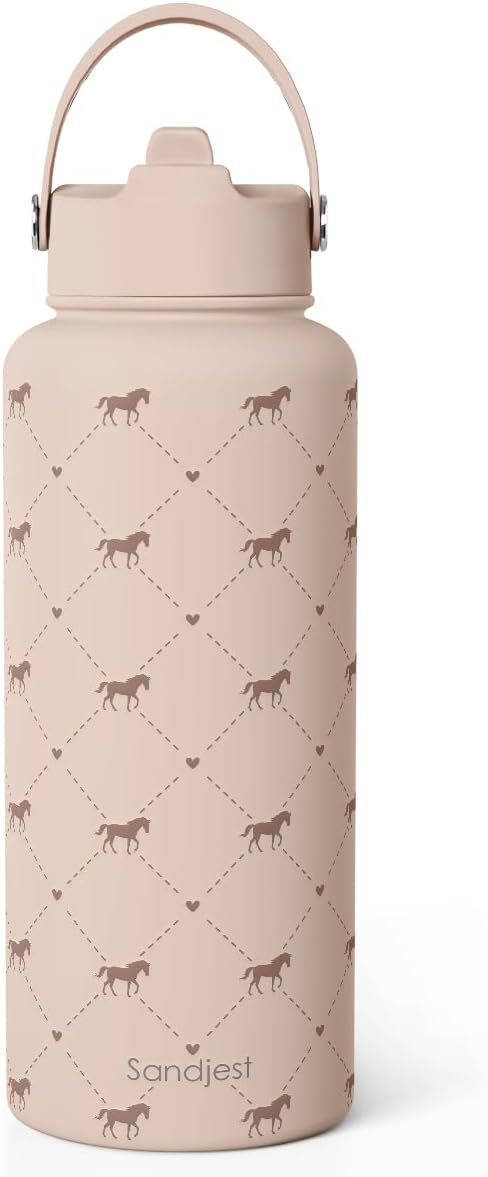 Horse Lover Gift for Women, Water Bottle Stainless Steel 32oz with Lid & Straw, Insulated Bottles Gifts for Girls Friends Teens Birthday Christmas