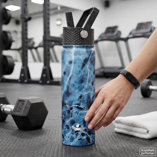 24 oz Insulated Stainless Steel Water Bottle with Straw Lid