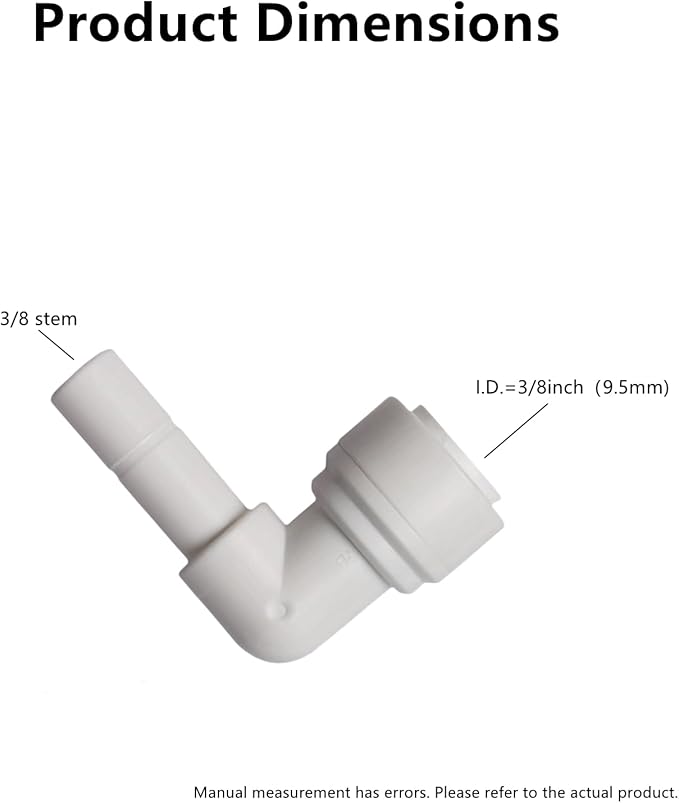 10 PCS Water Pipe Stem Elbow Connector for 3/8 inch Tubing 90 degree elbow Push to Connect Plastic Quick Fittings for Reverse Osmosis System - AquaVibe