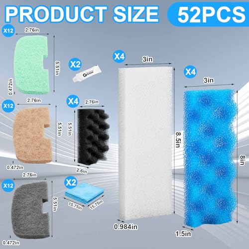 52 Pcs Replacement Filter Media Kit Compatible with Fluval 206 (52 Count)