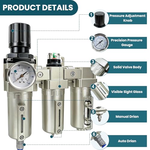 Upgraded 1 2" NPT Heavy Duty Industrial Grade 3 Stage Air Drying System