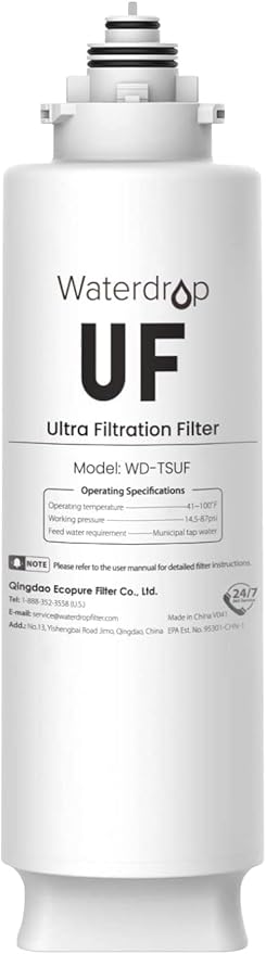 Waterdrop TSUF Ultra-Filtration Under Sink Water Filter, Replacement for Waterdrop TSU-W 3-Stage Ultra-Filtration Under Sink Water Filter System, 0.01 Micron, 4000 Gallons High Capacity, 1 Pack